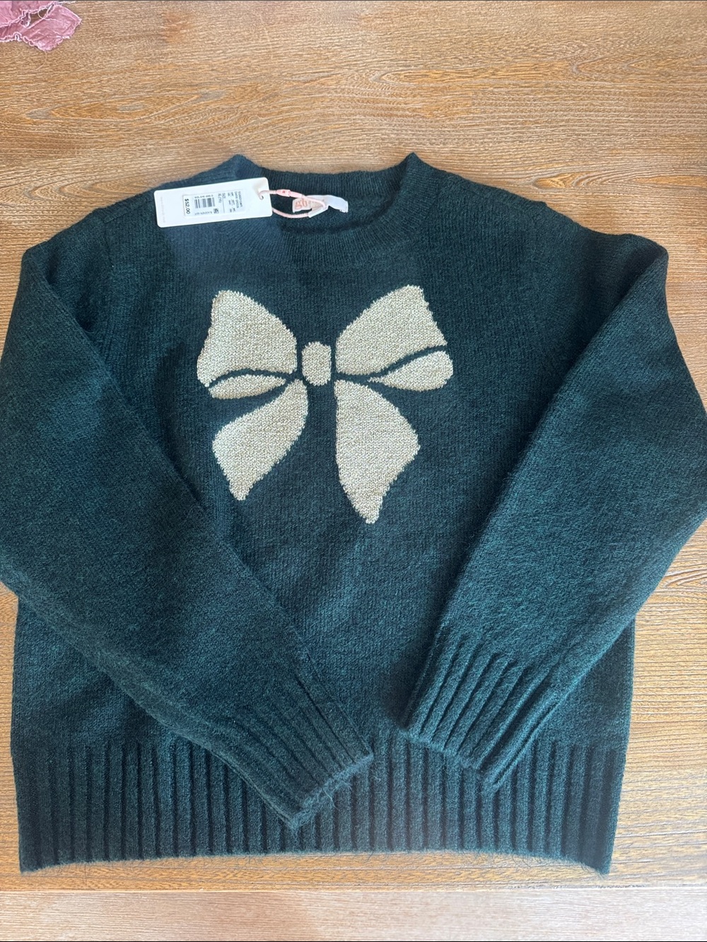 Tween Dark Green sweater with Bow Sweater- NWT